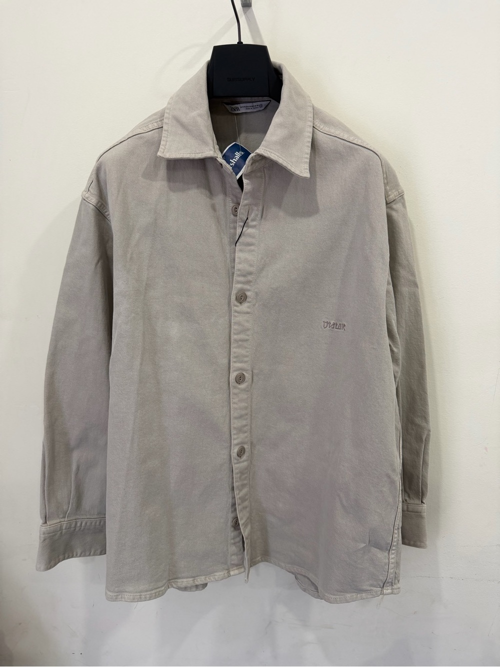 Zara Man DNWR Casual Button-Up Shirt Jacket in Light Gray Size S-M new